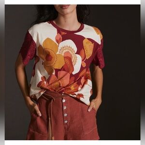 Anthropologie Tiny Jeanine Eyelet Embroidered Tee size S